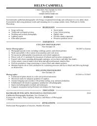 senior photographer resume examples