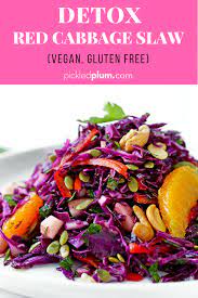 Detox Red Cabbage Slaw Vegan And Gluten Free This Is A Cleansing And Super Healthy Salad That S Cabbage Recipes Healthy Red Cabbage Recipes Red Cabbage Slaw
