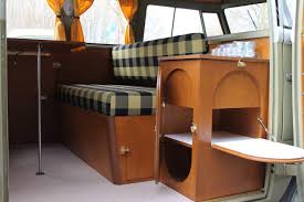 Vw Campervan Upholstery With Orange Curtians Home Home Decor Decor
