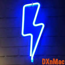 Blue Lightning Bolt Sign Neon Led Light Bedroom Wall Etsy In 2021 Neon Light Signs Blue Neon Lights Led Neon Signs