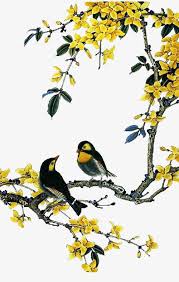 Bird On Tree Branch Png Two Birds Standing On The Tree Png And Clipart Chinese Painting Flowers Oriental Artwork Bird Stand