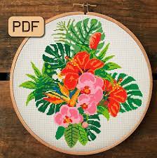 Maybe you would like to learn more about one of these? Flowers Cross Stitch Pattern Tropical Cross Stitch Pattern Pdf Floral Cross Stitch Design Cross Stitch Patterns Cross Stitch Embroidery Hoop Art