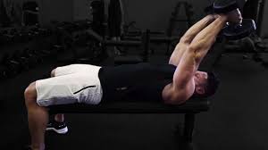 Grasp a pair of dumbbells and sit on the end of a flat bench with the dumbbells resting on your thighs. Lying Tricep Extensions For Bigger Arms Superhuman Fitness