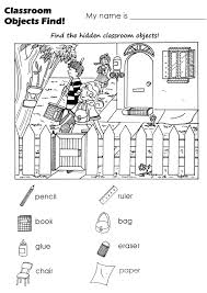 32 easy to understand classroom object flashcards with pictures! Worksheet Find The Hidden Classroom Objects Notes