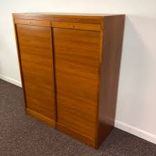 Vintage danish record cabinet / filing cabinet mid century retro. Mid Century Modern Danish Teak Tambour Door Flat File Double Cabinet W Lock Ardesh