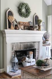 Birch Logs For Fireplace Decoration Fall Mantel Decorating Idea With Birch Logs Wheat Bundles And Olive Wreath Fall Home Decor Home Decor Decor