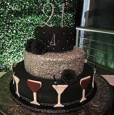 Unique And Elegant 21st Birthday Cake With Edible Metallic Tier Sugar Flowers And Edible Martini An 21st Birthday Cakes 25th Birthday Cakes 21st Birthday Cake