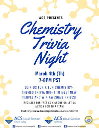 Test your christmas trivia knowledge in the areas of songs, movies and more. Chemistry Trivia Night Calacs