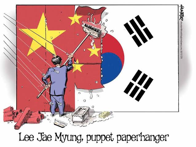 Political Cartoons - Around the World - Lee Jae Myung, puppet paperhanger