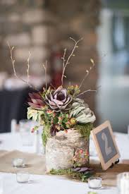 Succulent And Birch Wood Centerpiece Succulent Wedding Centerpieces Wood Centerpieces Wedding Wedding Vase Centerpieces