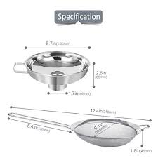 The strainer helps to strain out larger pieces of sediment during the transfer. Aieve Canning Funnel Fine Mesh Strainer Sieve And Stainless Steel Funnel Kitchen Funnel Metal Funnel For Wide And Regular Jars Whippers And Transferring Liquid And Dry Ingredients Pricepulse