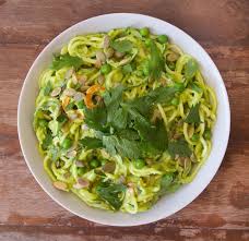 Empty the bowl into another one and set it. Courgette And Carrot Noodles With Avocado Pea Kale Pesto Deliciouslyella Kale Pesto Carrot Noodles Zoodle Recipes
