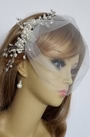 IVORY BRIDAL COMB, Pearl and Rhinestone Bridal Headpiece With or Without  Birdcage Veil "shania"