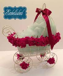 Baby Carriage Stroller Centerpiece Ivory Metal Baby Shower Baskets Ballerina Baby Showers Baby Shower Keepsakes