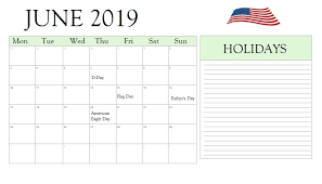 June 2019 Calendar Usa June 2019 Calendar Holiday Calendar Holiday Calendar Printable