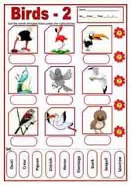 birds names vocabulary worksheets and crosswords vocabulary birds vocabulary worksheets