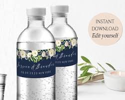 Custom labels for water bottle, wine, cigar, beer, etc, design your own labels for products. Navy Blue Wedding Water Bottle Label Water Bottle Labels Etsy Wedding Water Bottles Water Bottle Labels Wedding Custom Bottle Labels