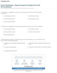 Quiz Worksheet Spanish Imperfect Subjunctive With The