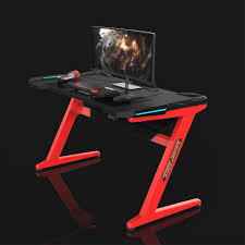 Kinsal Gaming Desk Computer Zshaped Desk Table With Fighting Led Ambience Lighting Racing Table Esports Durable Gaming Desk Ergo Computer Desk Desk Gaming Desk