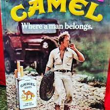 Camel cigarettes back in the early 1900's, most cigarette smokers rolled their own cigarettes. Vintage Camel Cigarettes Where A Man Belongs Tobacco Advertising Sign Ebay