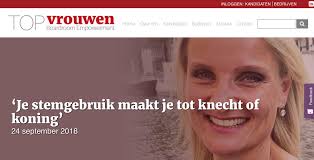 Je Stemgebruik maakt je tot Knecht of Koning' Interview door Nicole Gommers  in Topvrouwen.nl Nieuwsbrief Editie 8