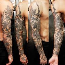 Black And White Camouflage Tattoo Branch With Leaves Camo Tattoo Sleeve Tattoos Tattoos For Guys