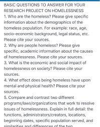 Ask questions about your assignment. Solved A Research Paper Related To The Issue Of Homelessn Chegg Com
