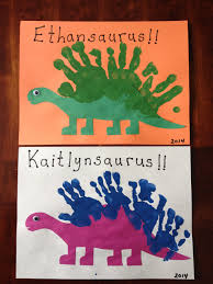 Handprint Dinosaurs Daycare Crafts Preschool Crafts Dinosaur Activities