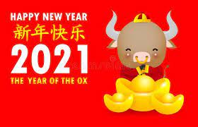 Happy chinese new year 2021! Happy Chinese New Year 2021 Greeting Card Little Ox Holding Chinese Gold Year Sponsored Chinese New Year Card New Year Cartoon Chinese New Year Greeting