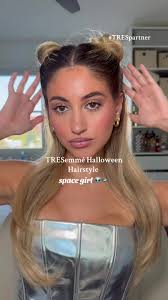 Space girl halloween hairstyle🛸 using my fav products from @TRESemmé ,  making sure my style stays intact all night long ✨#TRESPartner  #halloweenhair #hairstyle #halloween #hairtutorial