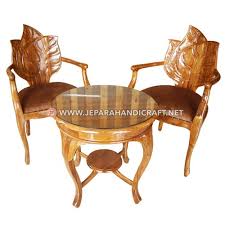Jual Set Kursi Teras Kayu Jati Minimalis Daun Jepara Terbaru