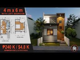 House Plan 4x6m With Loft Bedroom House Design With Floor Plan Hd 5 Youtub In 2020 Small House Design Philippines Tiny Houses Plans With Loft Small House Design