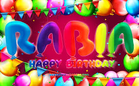 Download Wallpapers Happy Birthday Rabia 4k Colorful Balloon Frame Rabia Name Purple Background Rabia Happy Birthday Rabia Birthday Popular Turkish Female Names Birthday Concept Rabia For Desktop Free Pictures For Desktop Free