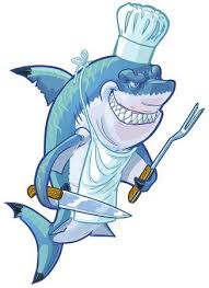 Requin Mignon De Bande Dessinee Avec Une Fourchette Et Un Couteau Clip Art Libres De Droits Vecteurs Et Illustration Image 69259804
