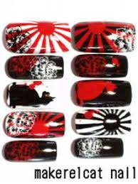 旭日旗 日章旗 牡丹 血痕 ネコ ネイルチップ ネコ ネイル ネイル ネイルチップ
