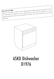 Switch off the unit and disconnect it from the mains. Asko D1976 User Manual Pdf Download Manualslib