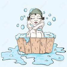 冷凍お風呂の排水溝のベクトル イラスト女の子のイラスト素材・ベクター Image 85029995
