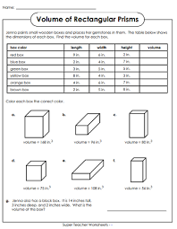 volumes of rectangular prisms worksheets