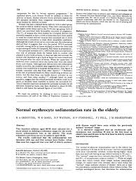 Pdf Normal Erythrocyte Sedimentation Rate In The Elderly