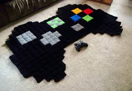 • welcome to 2019's games room tour! You Can T Lose With These Cool Video Game Rugs Cool Mom Tech Geeky Decor Geeky Gift 8 Bit Crochet