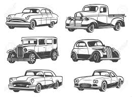 Retro Cars And Vintage Antique Vehicle Models Vector Isolated Icons Of Transport Taxi Cab Sport Car And Minivan Old Lux Retro Cars Vintage Cars Antique Cars