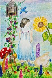 Find images of flower drawing. In The Field Of Flowers Drawing By M Crowell