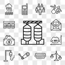 Set Of 13 Transparent Editable Icons Such As Silos Unbalanced