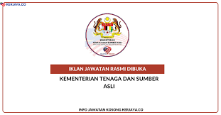 Segala permohonan jawatan kosong yang dinyatakan diatas adalah dibuat secara dalam talian (online). Kementerian Tenaga Dan Sumber Asli Ketsa Jawatan Kosong