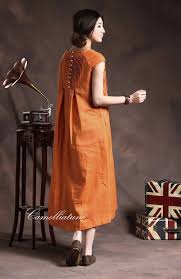 Linen Dress In Orange Ruffle Dress Linen Tunic Dress Maxi Etsy Linen Tunic Dress Linen Dresses Long Linen Dress