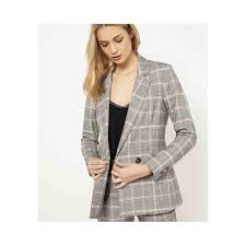 Veste blazer, noir et blanc, motif prince de galles, long, fermeture 2 boutons, 2 poches, manches longues. Veste Blazer Prince De Galles Femme From Camaieu On 21 Buttons