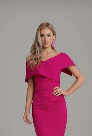 Kevan Jon Loren Cross Over Midi Bodycon Dress