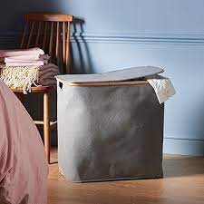 Vonhaus 2 Compartment Laundry Basket With Double Sided Lid Oxford Fabric On Trend Grey Colourways In 2021 Grey Laundry Basket Laundry Hamper Laundry Bin