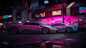 Artwork Digital Art Car Vehicle Lamborghini Ferrari 1080p Wallpaper Hdwallpaper Desktop Neon Wallpaper Car Wallpapers Bmw Wallpapers
