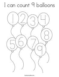 It's easy to download coloring books or drawings from our website. I Can Count 9 Balloons Coloring Page Twisty Noodle